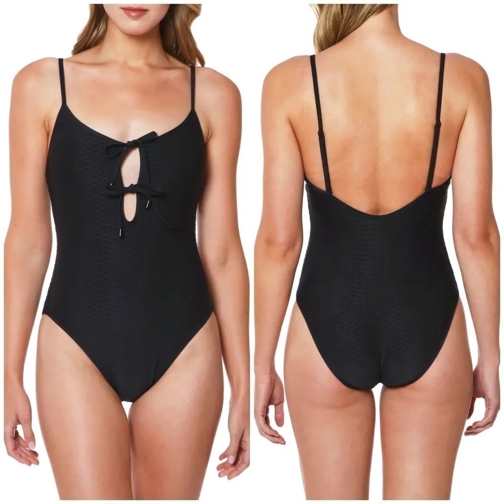 NWT Sanctuary Mio Keyhole Mermaid Scale Print One Piece Swimsuit Black Cutout XS